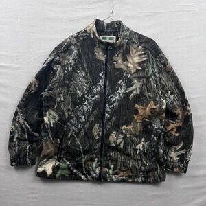 Game Winner Fleece Jacket Mens XL Brown Green Camo Full Zip Mock Neck Hunting
